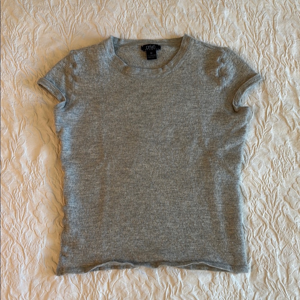 Privé Cashmere Light Gray Short Sleeve Tee